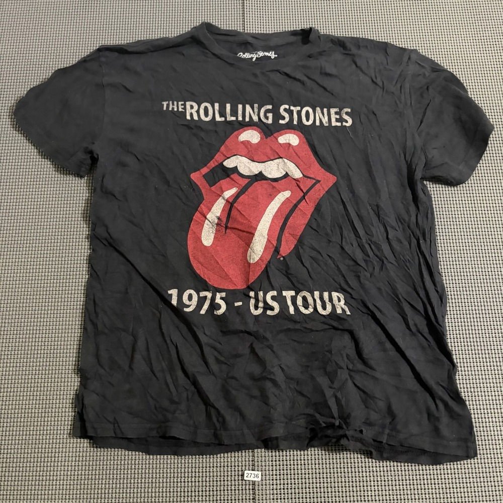 Rolling Stones 1975 US Tour Graphic T-Shirt Black Size L